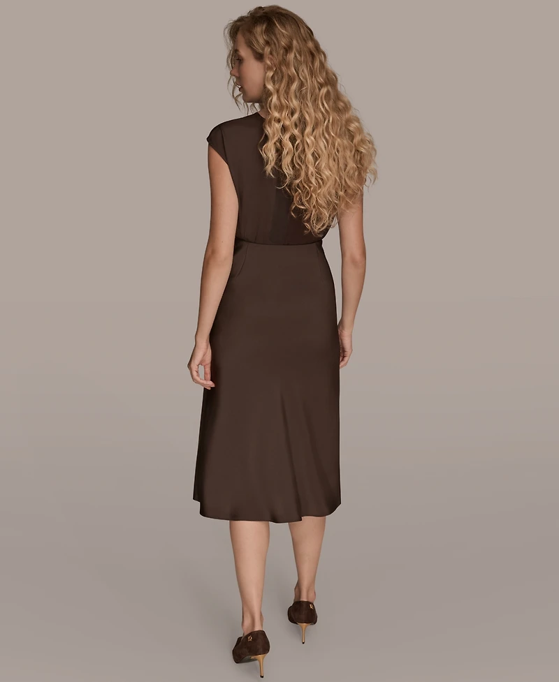 Donna Karan New York Women's Petites Satin A-Line Midi Skirt, Regular & Petite