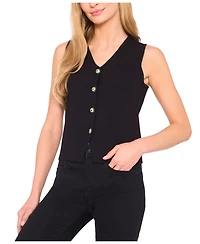 CeCe Women's Jewel Button Sleeveless Vest