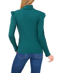 CeCe Women's Puff-Shoulder Long-Sleeve Turtleneck Top