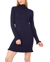 CeCe Women's Turtle Neck Ribbed Sweater Dress