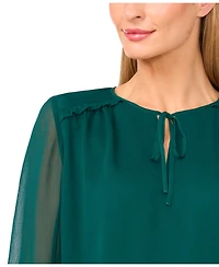 CeCe Women's Long Sleeve Ruffle Detail Top