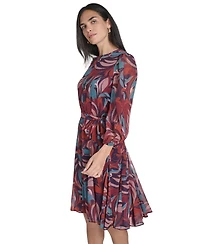 Jessica Howard Petite Printed Fit and Flare Chiffon Dress