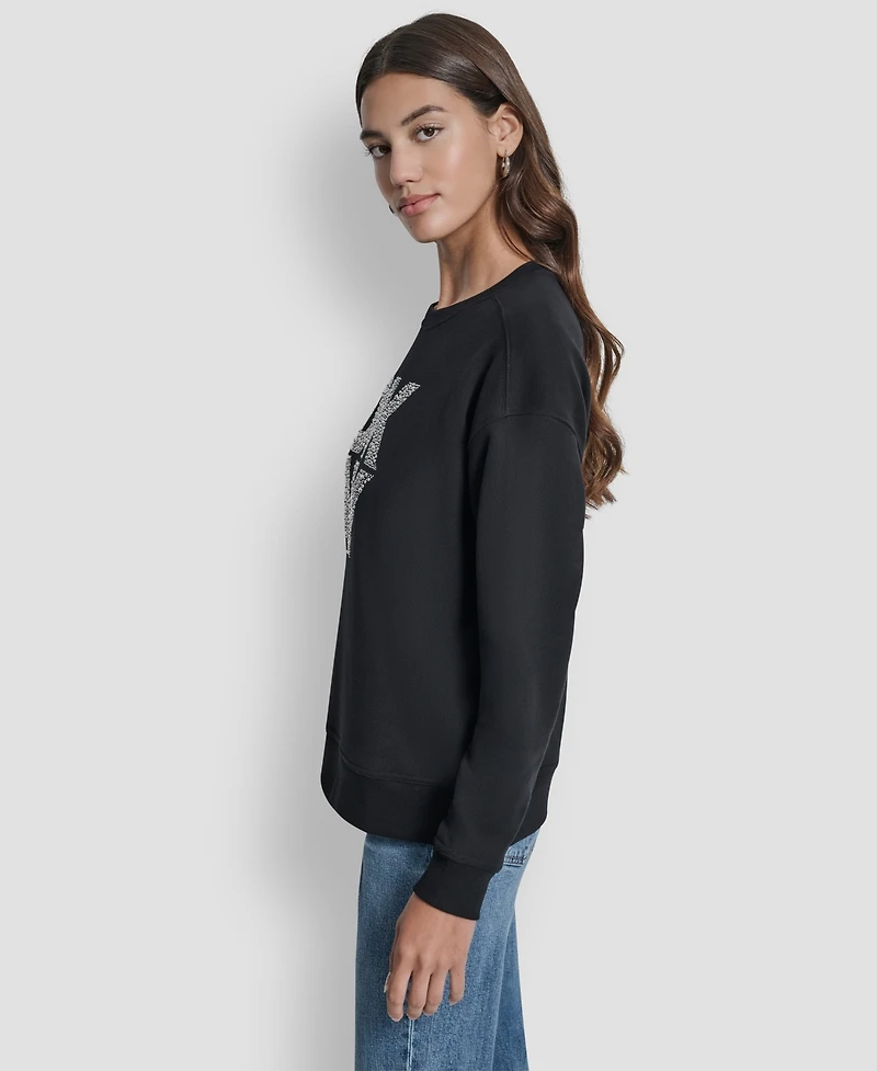 Dkny Jeans Women's Rhinestone Crew Neck Sweatshirt