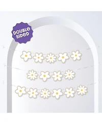 Big Dot of Happiness Tan Daisy Flowers Garland Banner, 30 Feet Cord, 15 Double-Sided Daisies