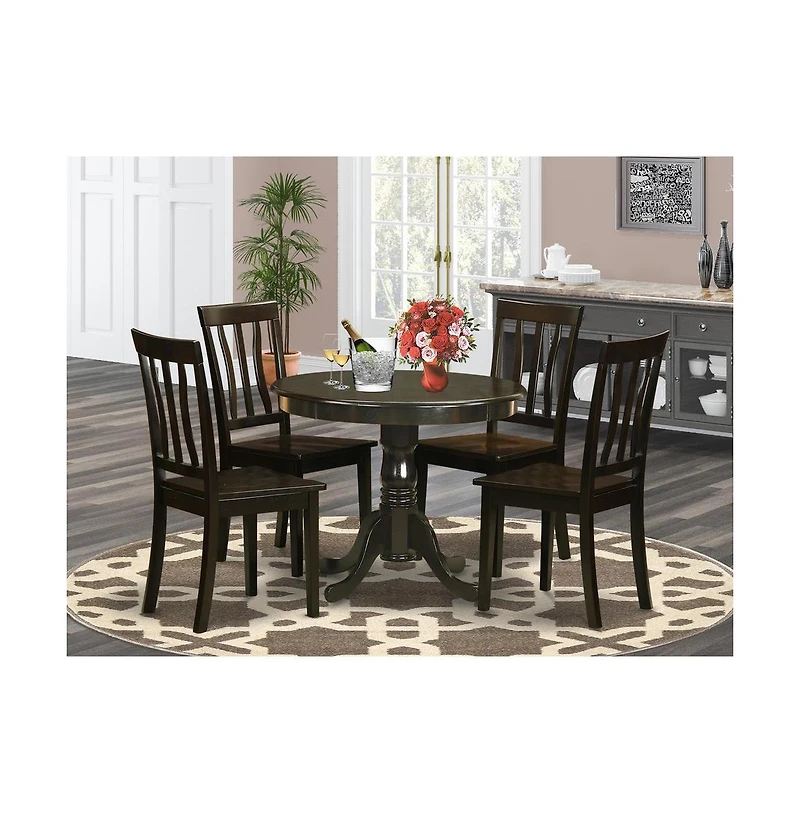 East West Furniture 5 Pc small Kitchen Table set-breakfast nook plus 4 Dining Chairs