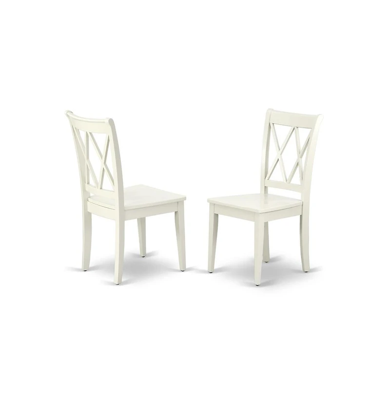 East West Furniture 3 Piece Dining Set Contains 1 Drop Leaves Dining Room Table and 2 Linen White Dinning Room Chairs with Double X-Back