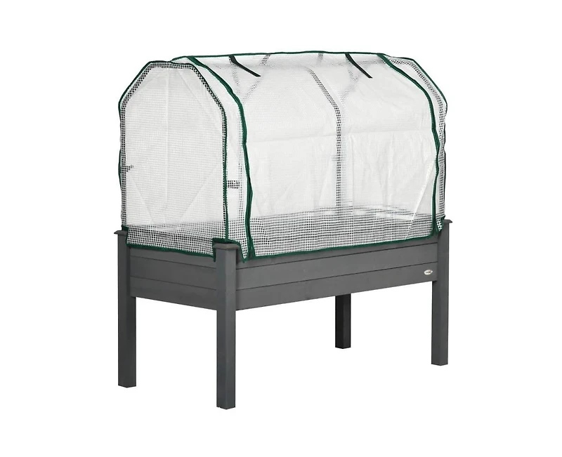 Slickblue Wood Elevated Garden Bed with Greenhouse Cover for Ideal Outdoor Growing