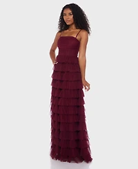 B Darlin Junior's Spaghetti Strap Square Neck Ruffle Dress
