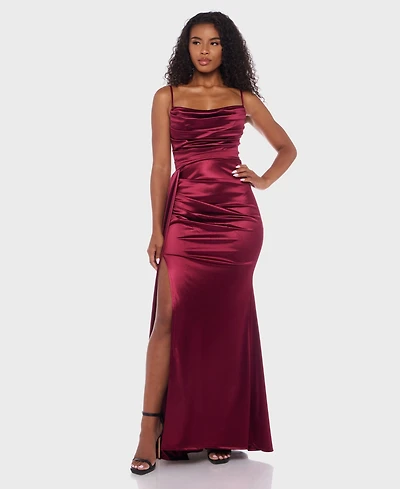 B Darlin Juniors' Satin Cowlneck Gown