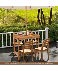 Costway Patio Outdoor Fir Wood Dining Table 1.5'' Umbrella Hole Backyard Garden