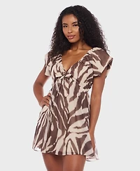 B Darlin Women's Short Sleeve V-Neck A-Line Dress