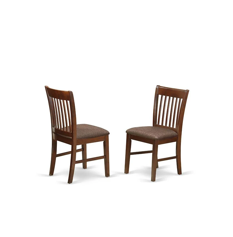 East West Furniture 3 Piece Kitchen Table Set - Mahogany Dinning Table and 2 Mahogany Linen Fabric Kitchen Chairs with Slatted Back