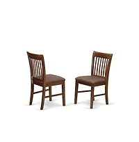 East West Furniture 3 Piece Kitchen Table Set - Mahogany Dinning Table and 2 Mahogany Linen Fabric Kitchen Chairs with Slatted Back