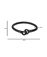 Lucky Brand Men's Braided Leather Bracelet with Matte Black Hook Clasp