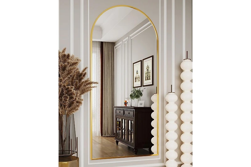 Antok Full Length Mirror, 64"x21" Floor Mirror, Arch Floor Standing Mirror Freestanding Arch Full Body with Stand for Bedroom, Hanging Mount