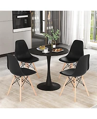 Gymax 5PCS Dining Set Modern Round Dining Table 4 Chairs for Small Space Kitchen