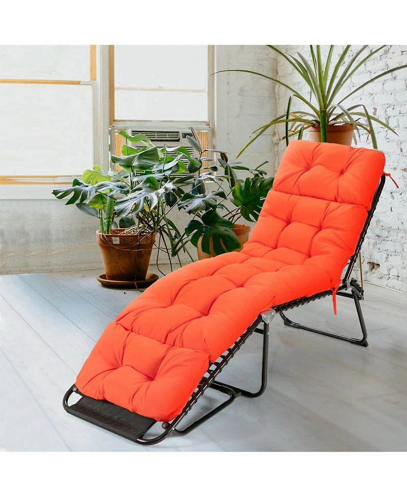 Gymax 73-inch Chaise Lounge Cushion Thickened Recliner Cushion w/ 4 String Ties