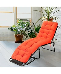 Gymax 73-inch Chaise Lounge Cushion Thickened Recliner Cushion w/ 4 String Ties