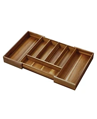iDesign Expandable Acacia Wood Cutlery Drawer Organizer -Natural