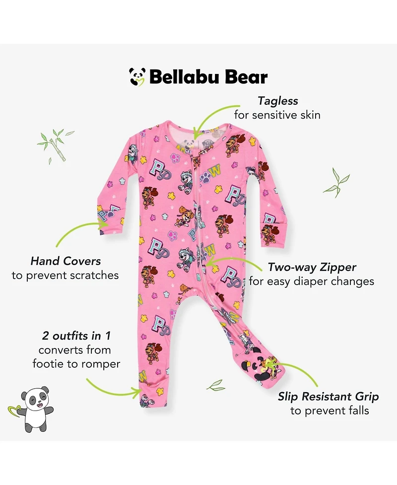 Bellabu Bear Unisex Paw Patrol: Varsity Pink Convertible Footie