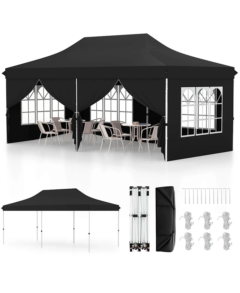 Costway 10 x 20FT Pop up Canopy Outdoor Tent with 6 Sidewalls Carrying Bag