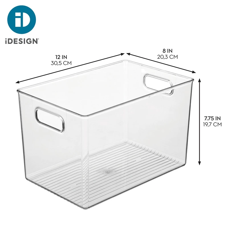 iDesign Plastic Storage Bin with Handles - Clear - Made in Usa