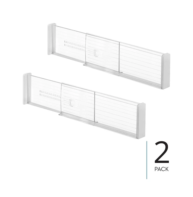iDesign Expandable Plastic Deep Drawer Dividers - Set of 2