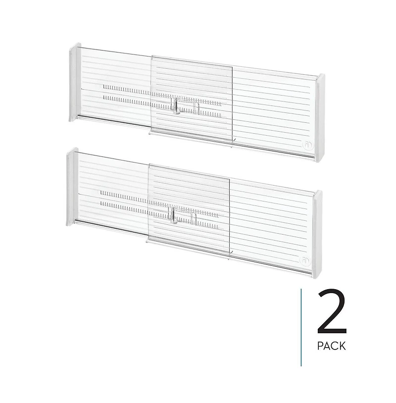iDesign Expandable Plastic Deep Drawer Dividers - Set of 2 - Clear