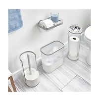 iDesign Fluted Toilet Paper Storage Holder with Shelf - Clear/Satin/Gray