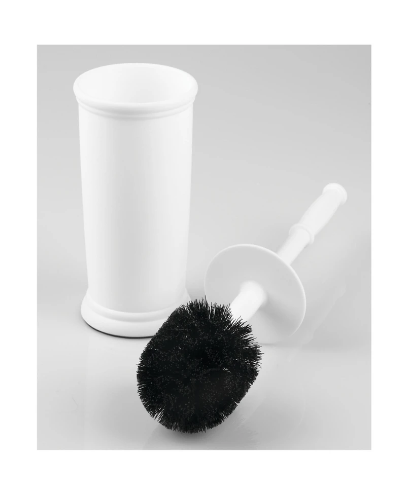 iDesign Plastic Toilet Brush and Holder for Bathroom - White