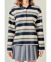 English Factory Women's Striped Polo Shirt