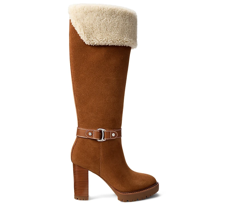 Lauren Ralph Lauren Women's Tasha Suede & Shearling Tall Heel Boot