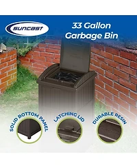 Suncast Trash Hideaway Outdoor Patio 33 Gal Garbage Waste Trash Can Bin (3 Pack)