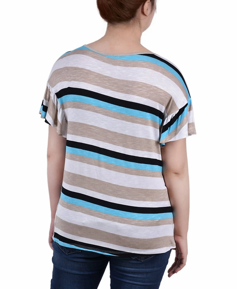 Ny Collection Petite Short Flutter Sleeve Top