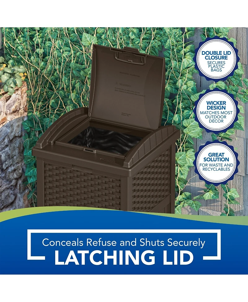 Suncast GHW1732 Trashcan Hideaway Outdoor 33 Gallon Garbage Waste Bin, Brown