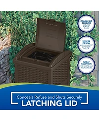 Suncast GHW1732 Trashcan Hideaway Outdoor 33 Gallon Garbage Waste Bin, Brown