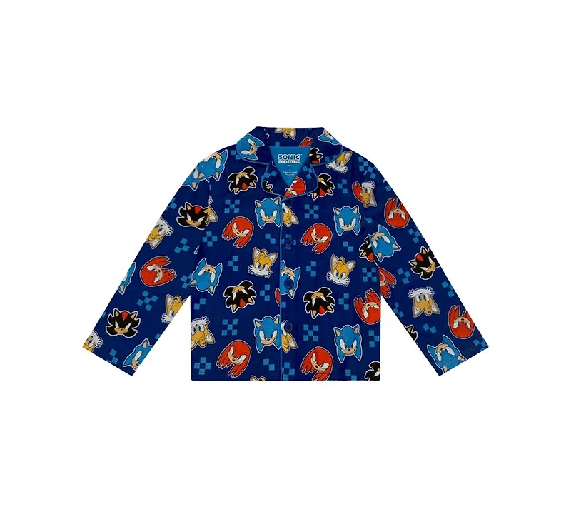Sonic Toddler Boys 2-Piece Coat-Style Top and Pants Pajama Set