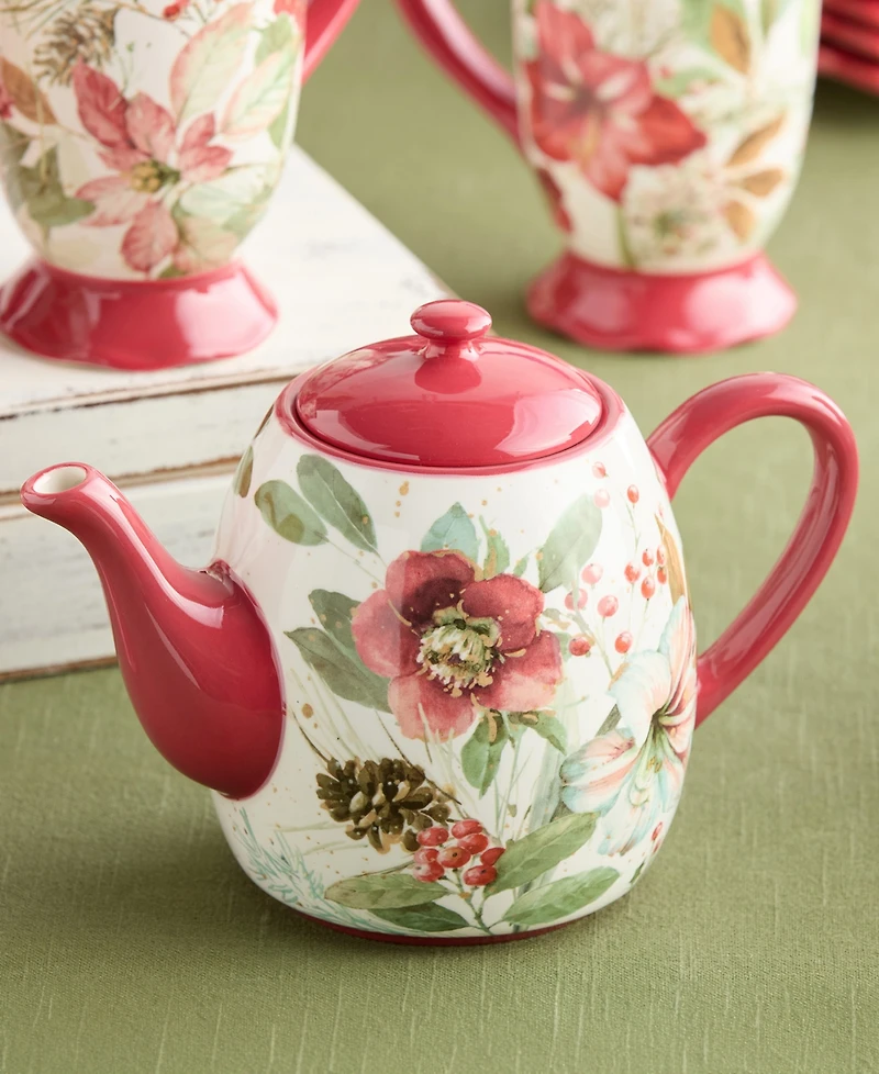 Certified International Winter Blooms Teapot