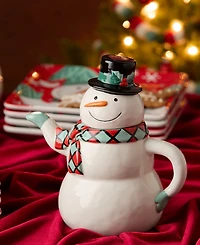Certified International Christmas Whimsy Snowman 3-d Teapot
