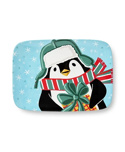 Certified International Christmas Whimsy Penguin Rectangular Platter