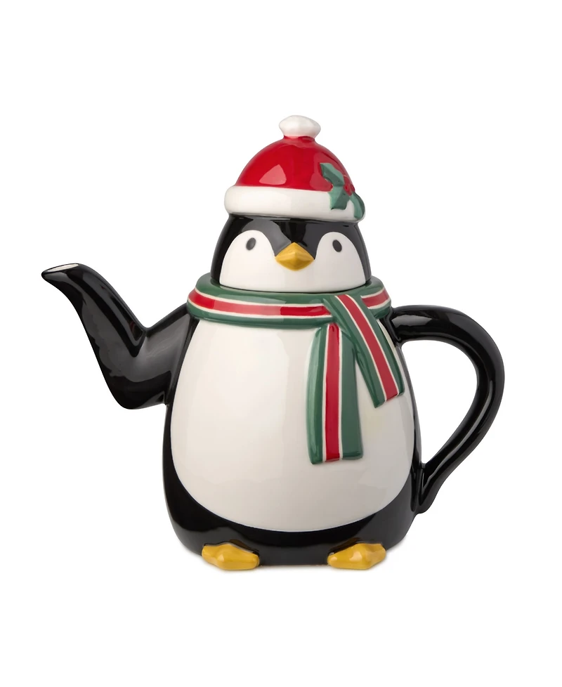 Certified International Christmas Whimsy Penguin 3-d Teapot