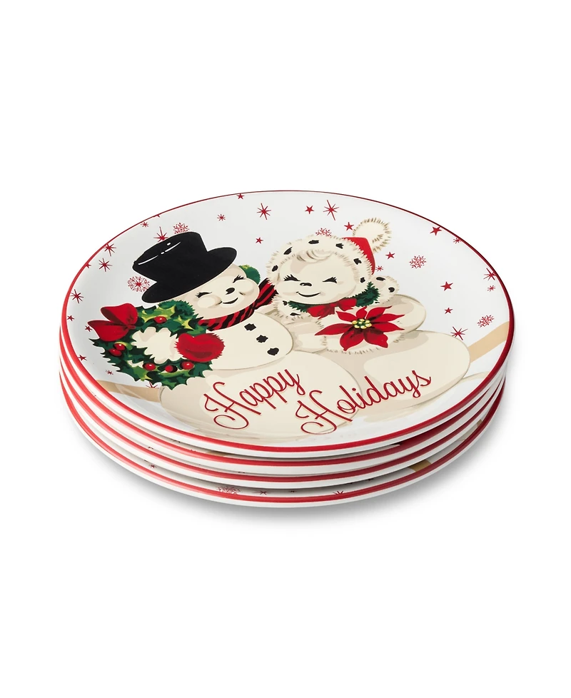 Certified International Santa's Retro Christmas Dessert Plates, Set of 4