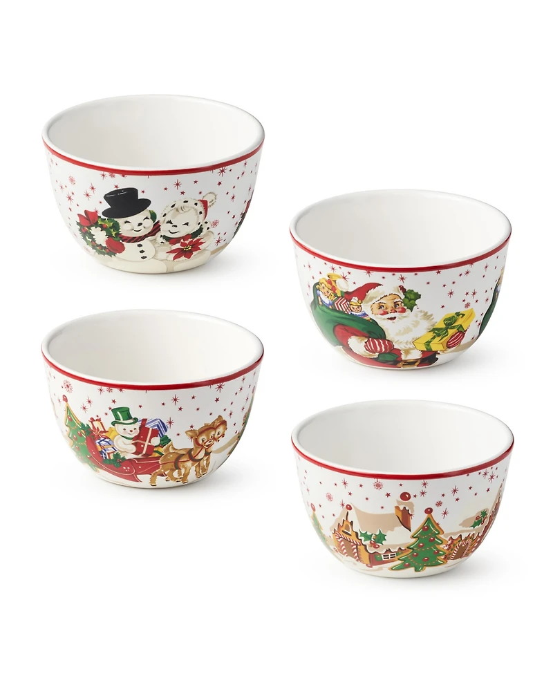 Certified International Santa's Retro Christmas Ice Cream Bowls, Set of 4