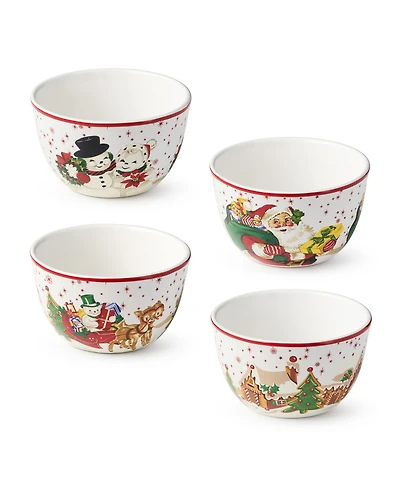 Certified International Santa's Retro Christmas Ice Cream Bowls, Set of 4