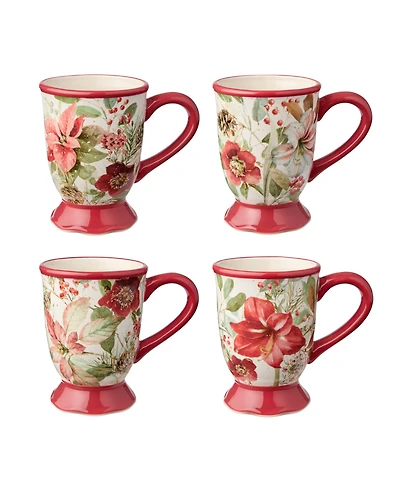 Certified International Winter Blooms Mugs, Set of 4
