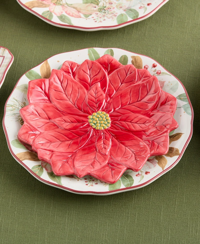 Certified International Winter Blooms Poinsettia Dessert Plates, Set of 4