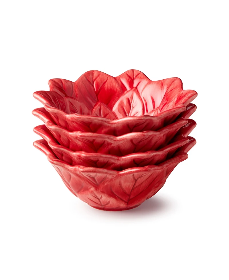 Certified International Winter Blooms Poinsettia Ice Cream Bowls, Set of 4