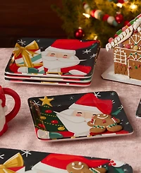 Certified International Christmas Whimsy Santa Dessert Plates, Set of 4