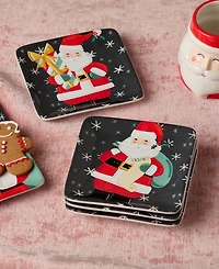 Certified International Christmas Whimsy Santa Canape Plates, Set of 4