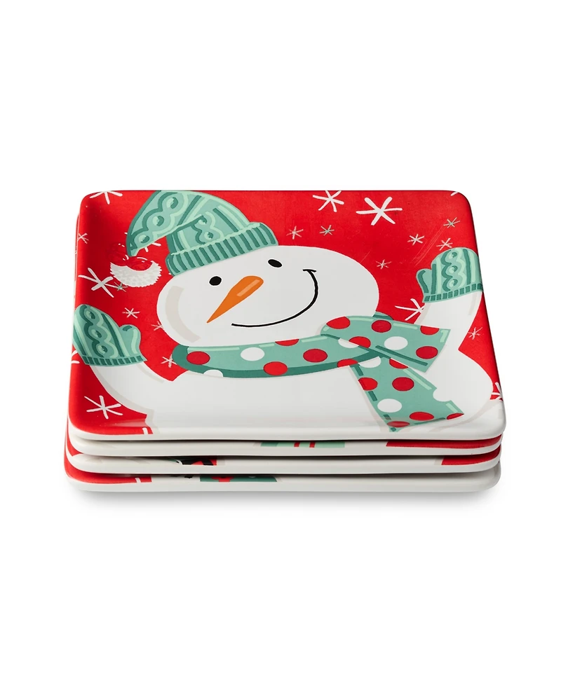 Certified International Christmas Whimsy Snowman Dessert Plates, Set of 4